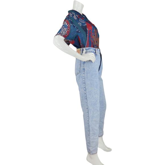 80s Vintage Bongo Light Acid Wash Rock Grunge High Waisted Mom Denim Jeans 28 - Picture 11 of 13